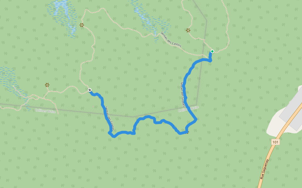 Sentier des Grottes walking route map in Poularies
