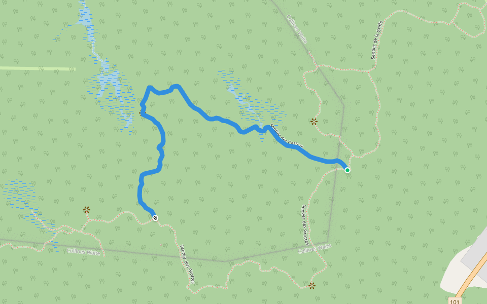 Sentier des Castors walking route map in Poularies