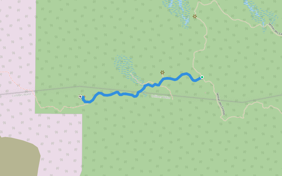 Sentier des Pics walking route map in Poularies