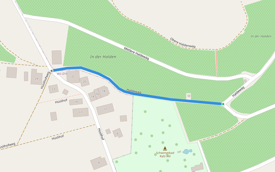 Haldewäg walking route map in Rafz