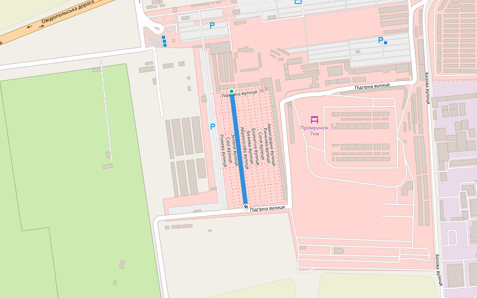 Зелена вулиця walking route map in Avanhard