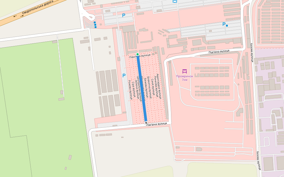 Центральна вулиця walking route map in Avanhard