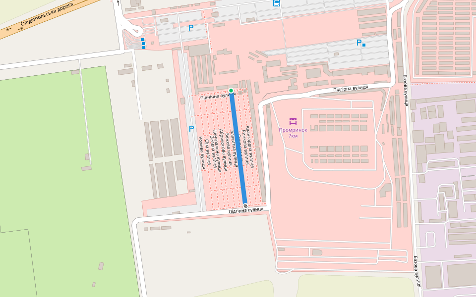 Блакитна вулиця walking route map in Avanhard