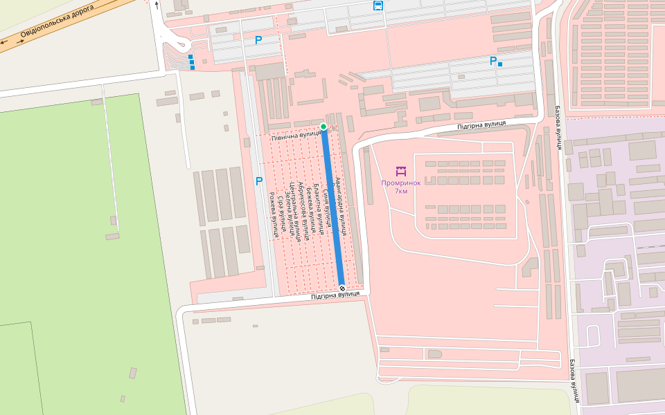 Синя вулиця walking route map in Avanhard