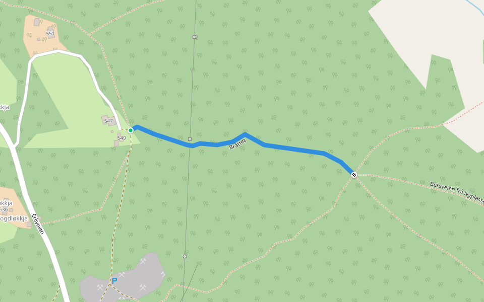 Bråttet walking route map in Glåmos