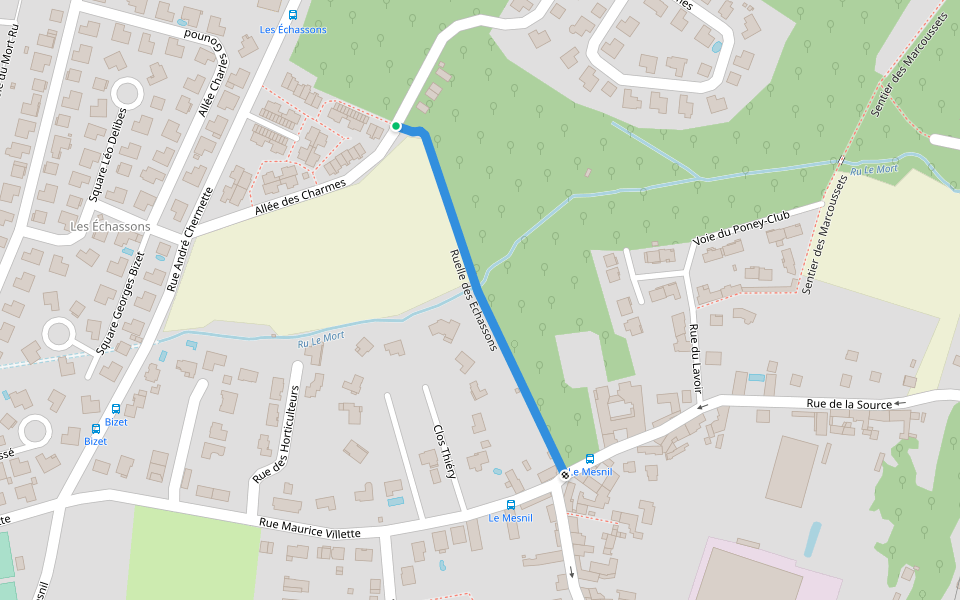 Ruelle des Echassons walking route map in Longpont-sur-Orge