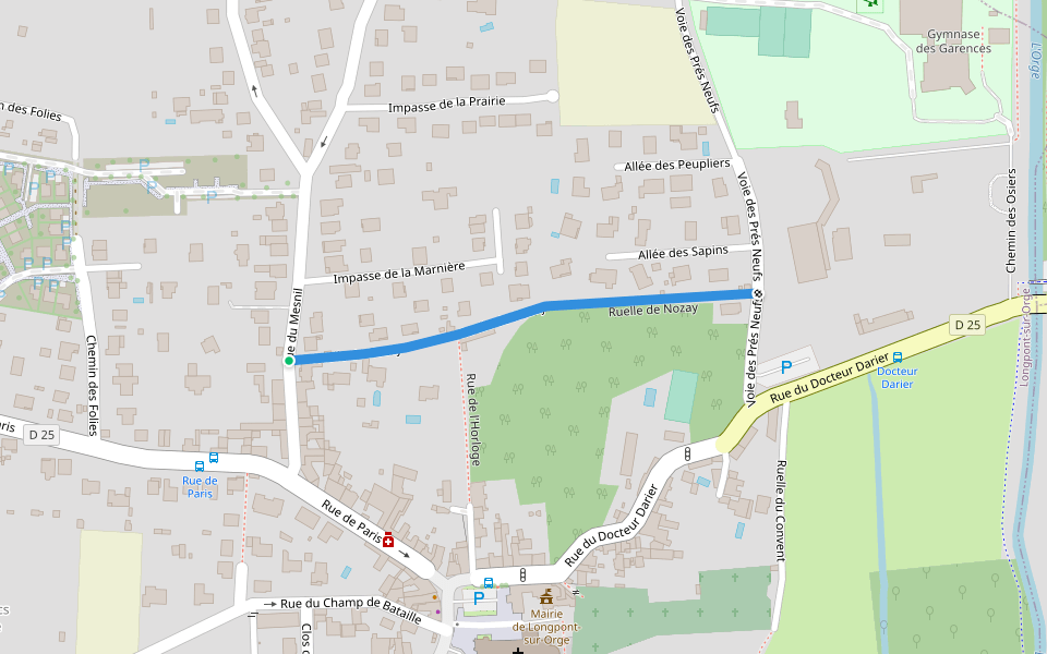 Ruelle de Nozay walking route map in Longpont-sur-Orge