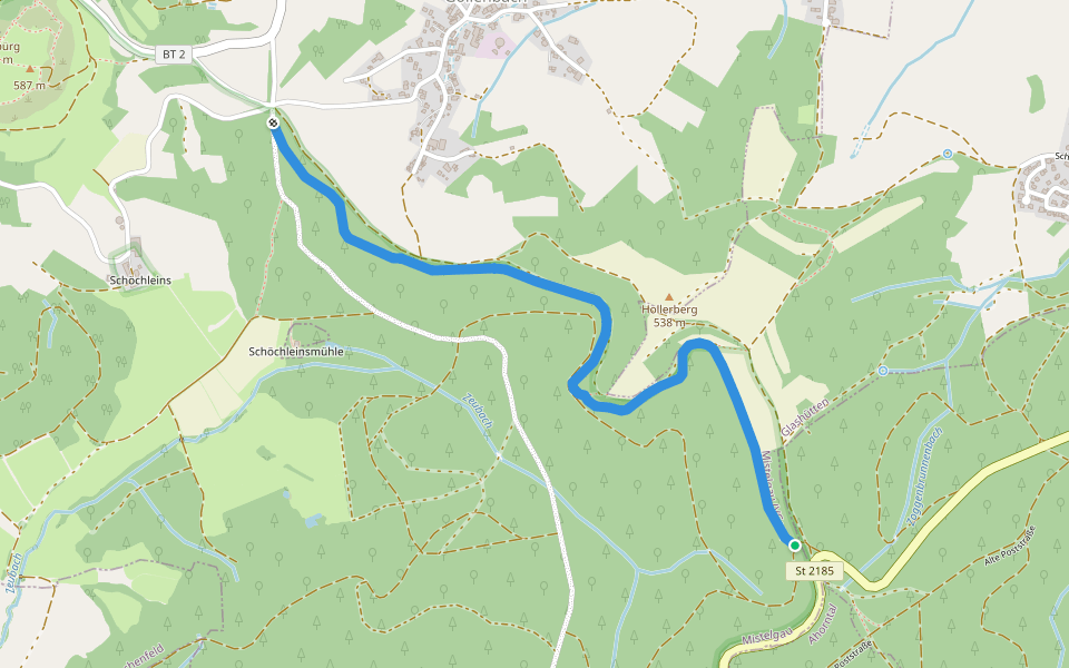 Jägersteig am Hollerberg walking route map in Glashüttener Forst