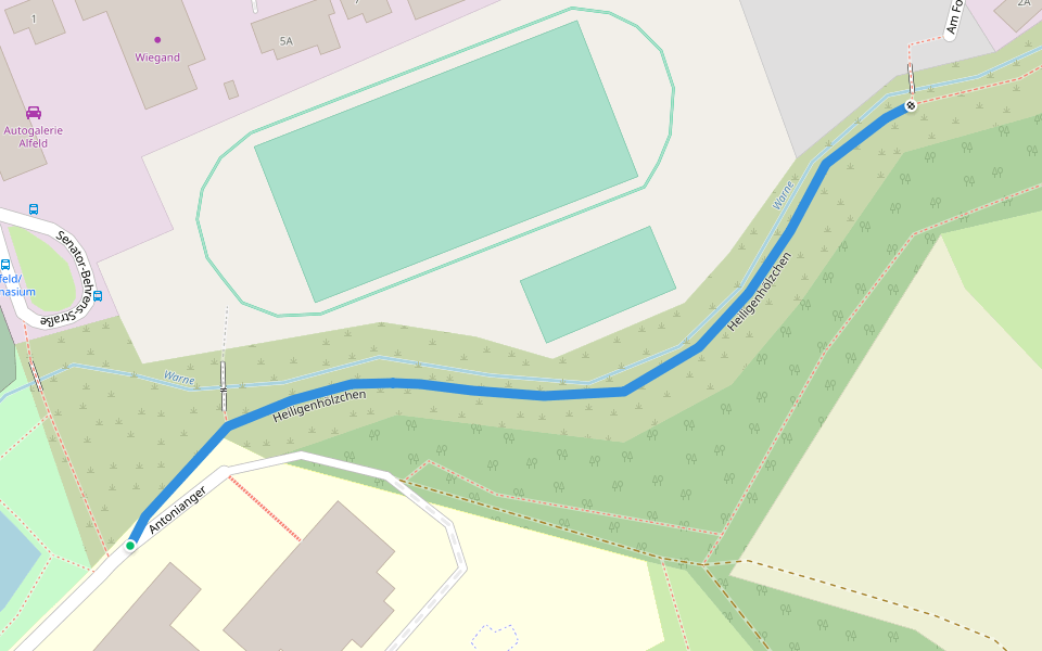 Heiligenhölzchen walking route map in Alfeld (Leine)