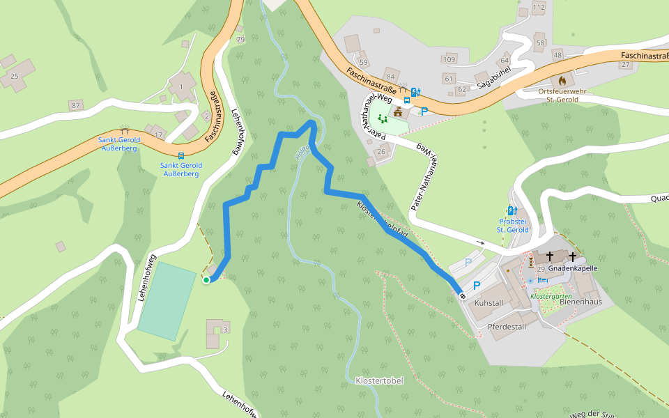 Klostertobelpfad walking route map in Sankt Gerold