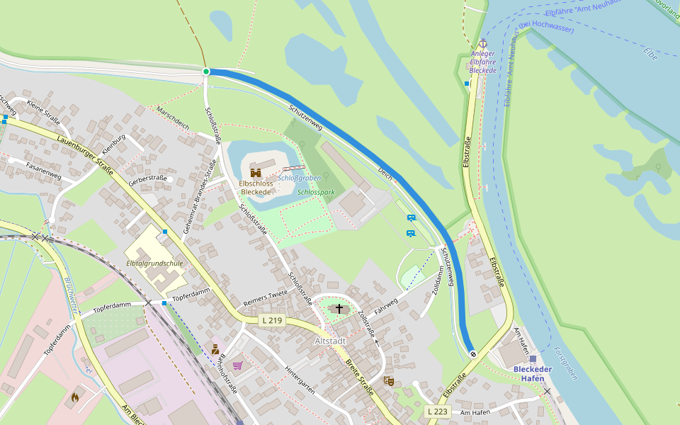 Deich walking route map in Bleckede