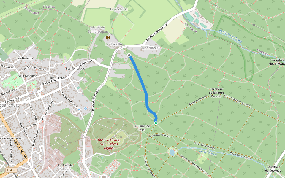 Chemin des Bruyères de Montubois walking route map in Taverny