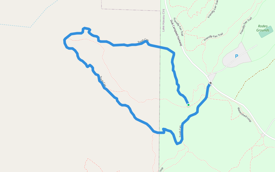 Trash Can walking route map in Lake Havasu City