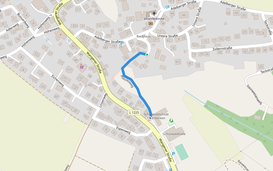 Plätzlesweg walking route map in Schorndorf