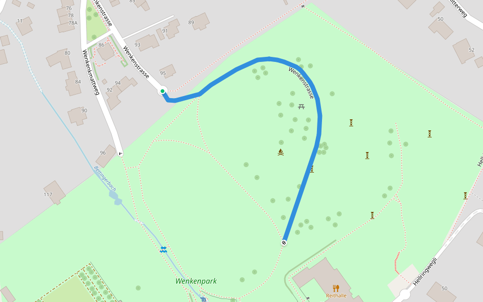 Wenkenstrasse walking route map in Riehen