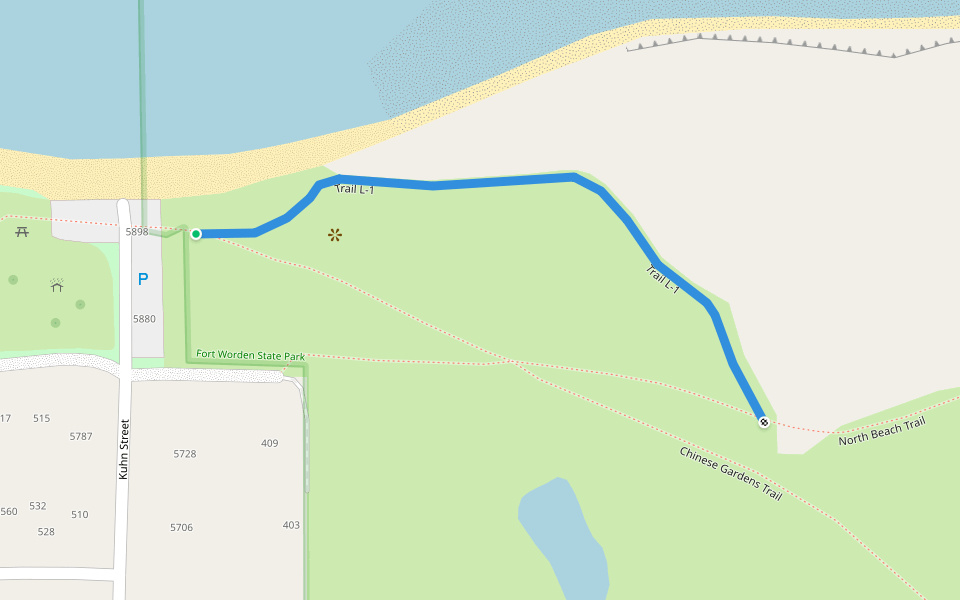 Trail L-1 walking route map in Port Townsend
