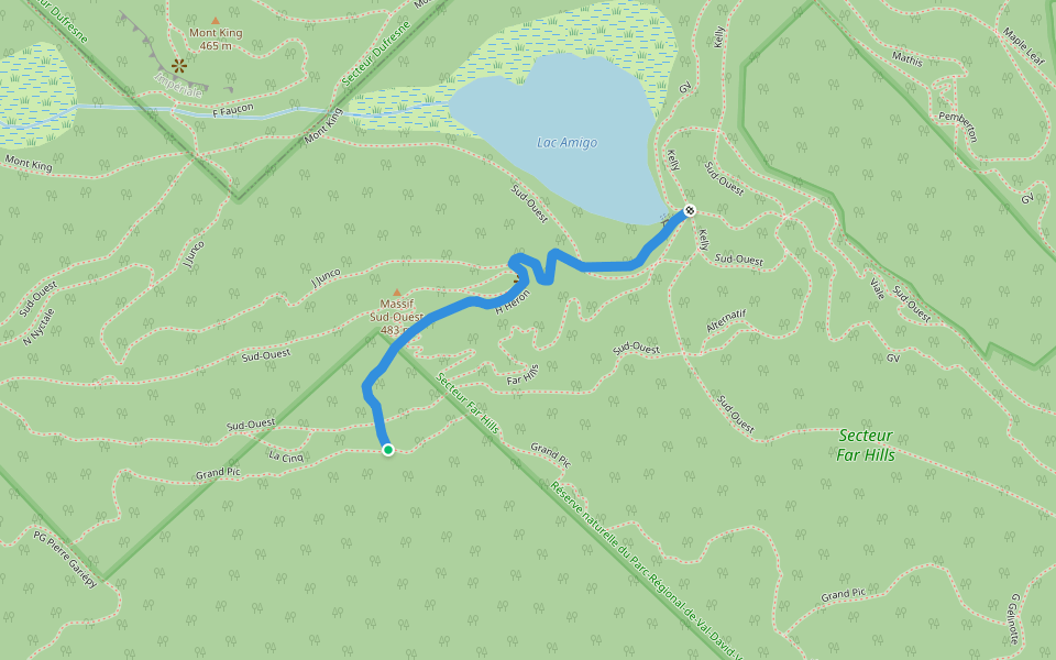 H Héron walking route map in Val-Morin