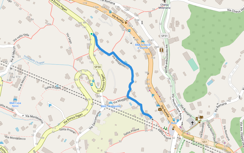 Via Maggiolo walking route map in Camogli