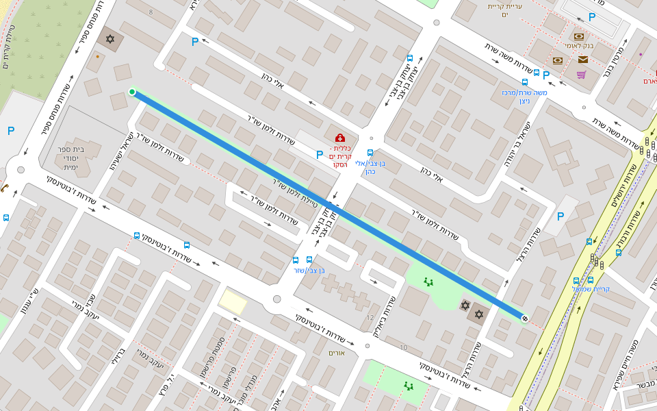 טיילת זלמן שז"ר walking route map in Kiryat Yam