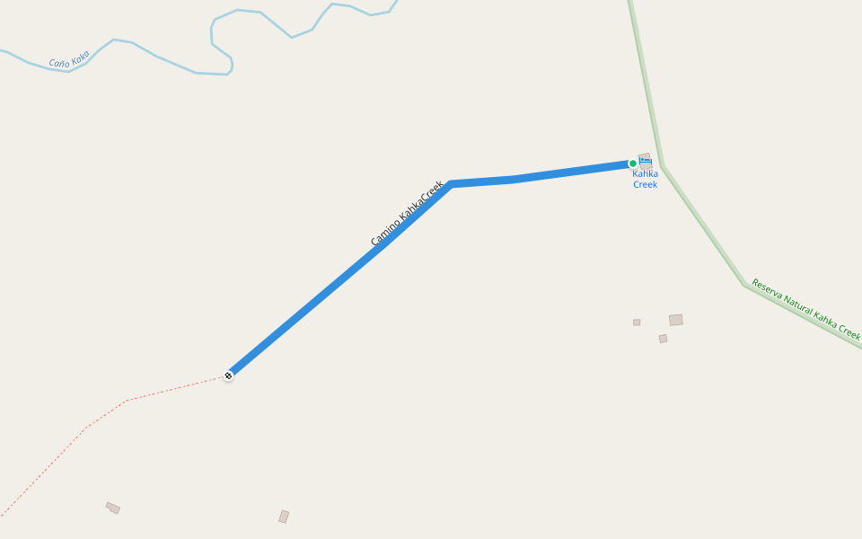 Camino KahkaCreek walking route map in Pueblo Nuevo