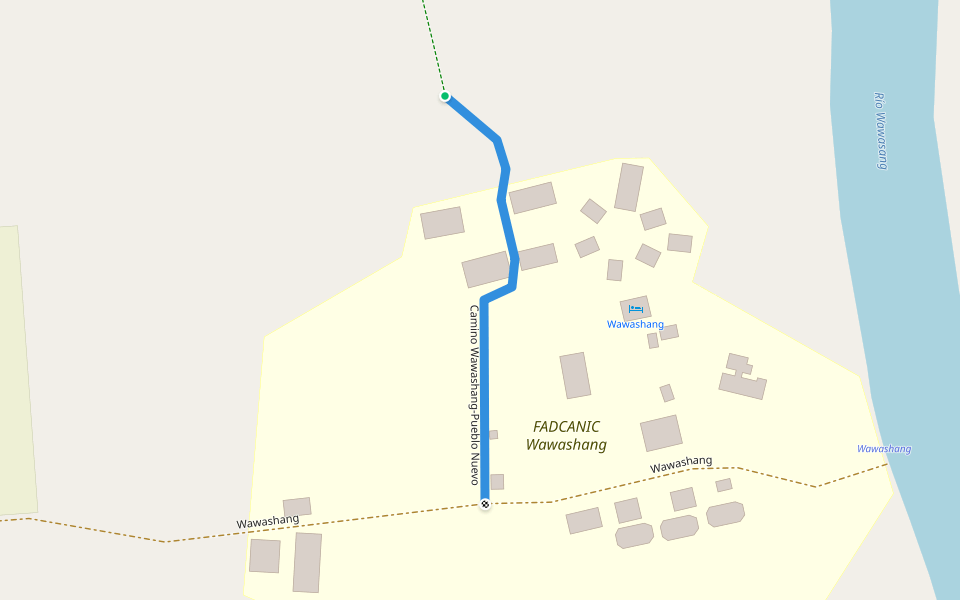 Camino Wawashang-Pueblo Nuevo walking route map in Pueblo Nuevo