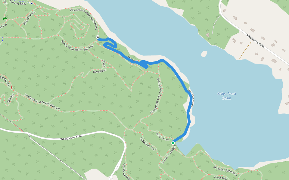 Shoreline (East) walking route map in Upper Kingsclear