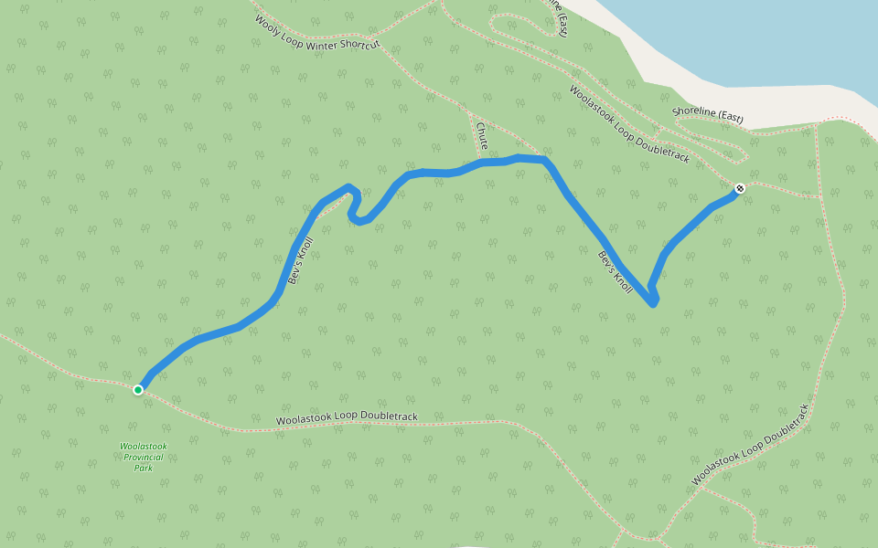 Bev's Knoll walking route map in Upper Kingsclear