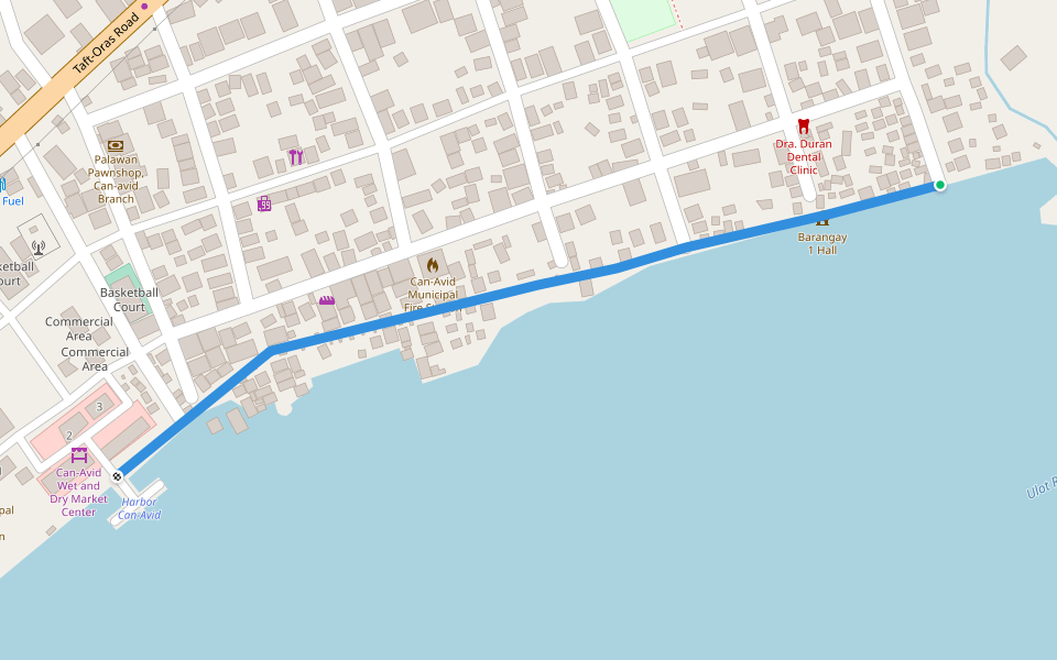 On top of seawall walking route map in Can-avid