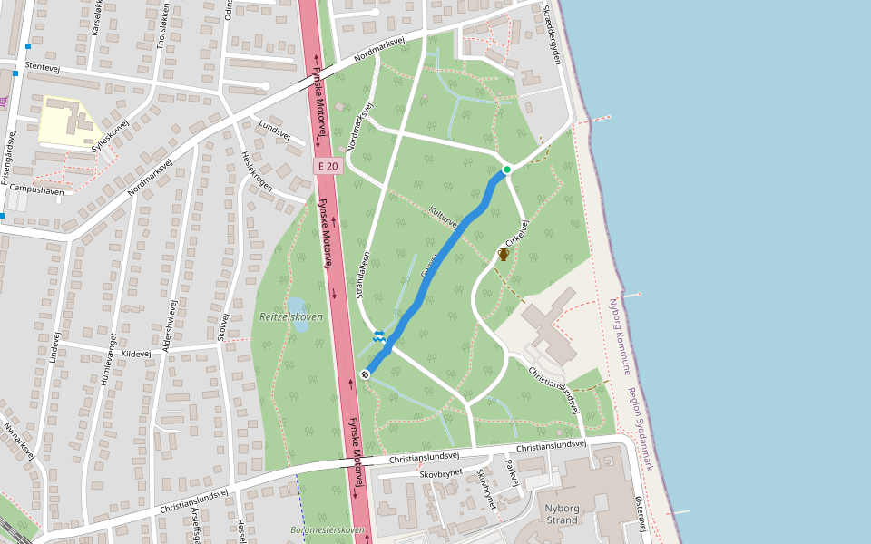 Genvej walking route map in Nyborg