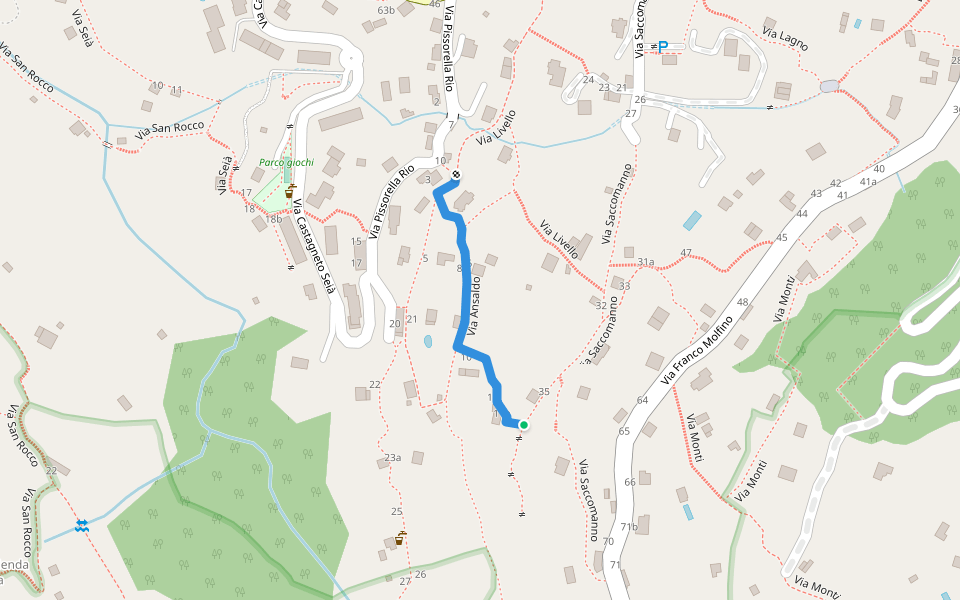 Via Ansaldo walking route map in Camogli
