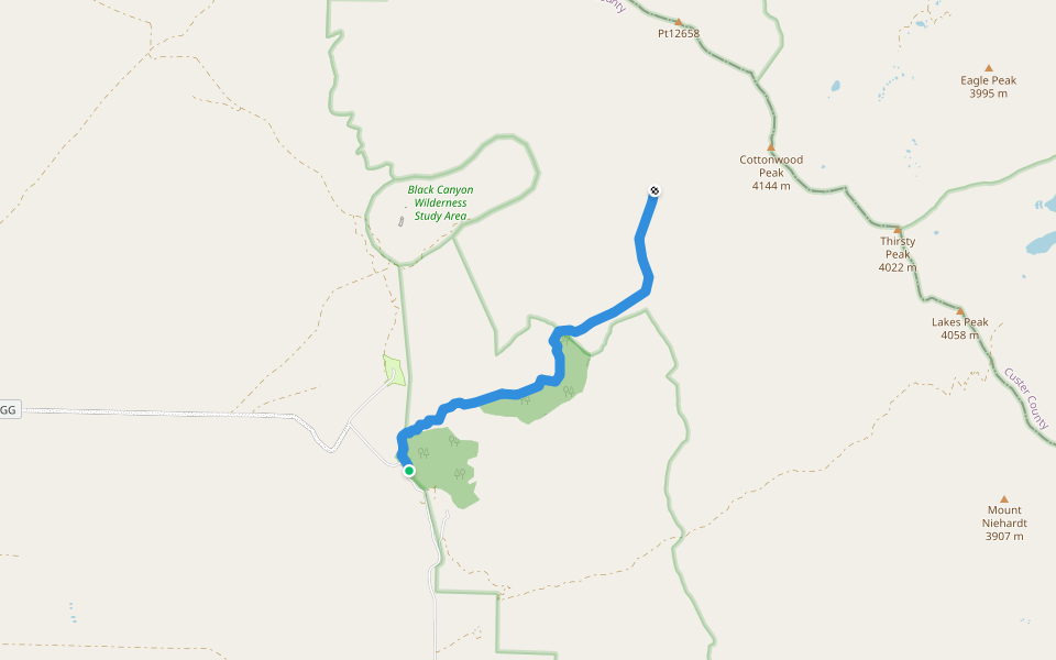 Hot Springs Canyon Trail walking route map in Moffat