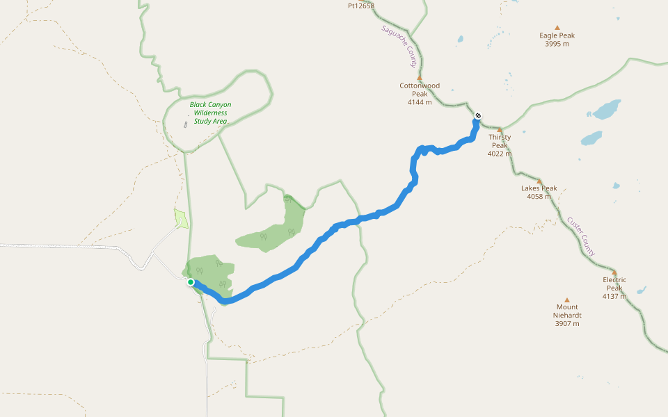 Garner Creek Trail (FS752) walking route map in Moffat