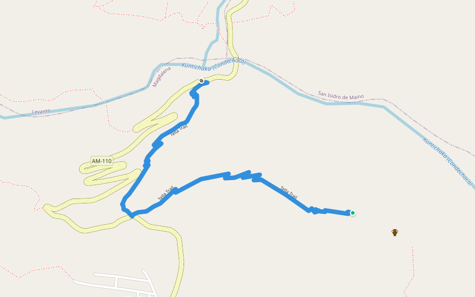 Tella Trail walking route map in Magdalena