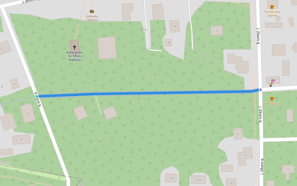 V. Mykolaičio-Putino g. walking route map in Kačerginė