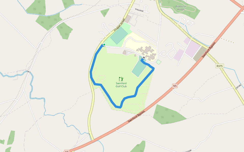 Golf Club Loop Walk walking route map in Swinford