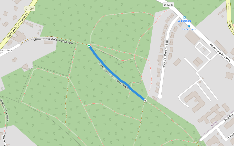 Chemin de la Croix de l'Evangile walking route map in Andilly