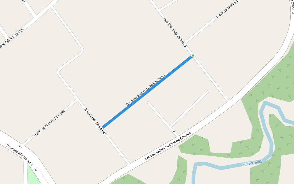 Travessa Francisco Müller Filho walking route map in Rio Negrinho