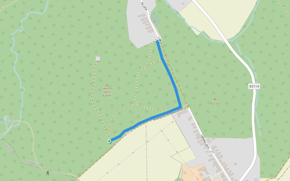 Kitelepítési emlékösvény walking route map in Csehbánya