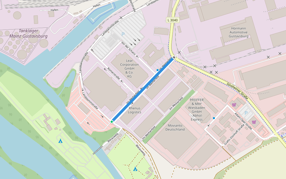 Im Weiherfeld walking route map in Ginsheim-Gustavsburg