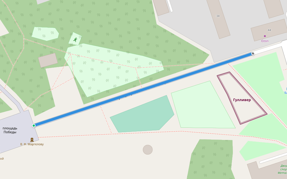 улица Орловских Комсомольцев walking route map in Shelekhov