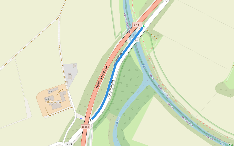 Alte Schifffahrt walking route map in Greven