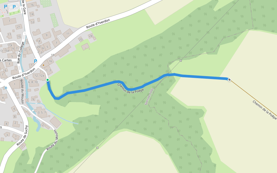 Chemin de la Poêpe walking route map in Ependes