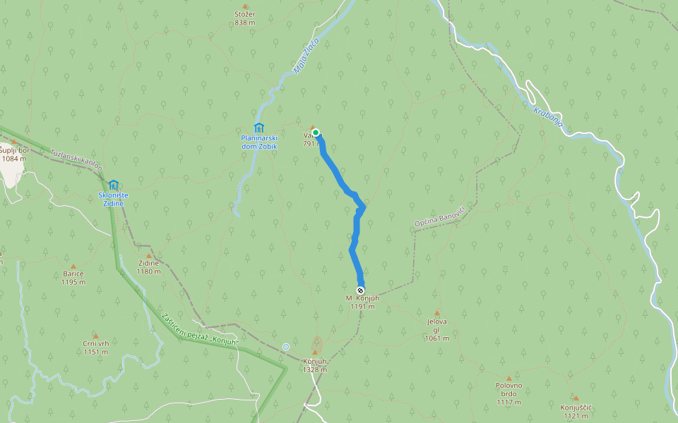 Vinkovačka kosa walking route map in Višća Gornja