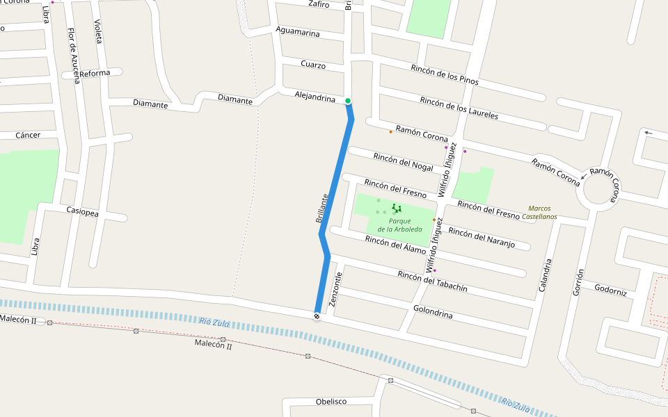 Brillante walking route map in Ocotlán