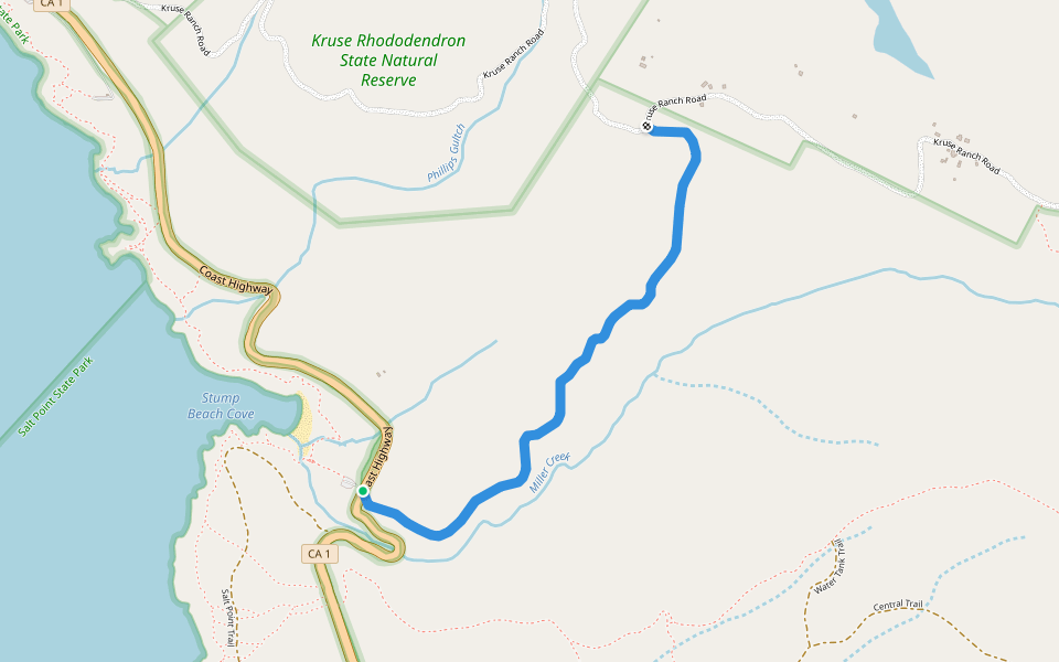 Stump Beach Trail walking route map in Jenner