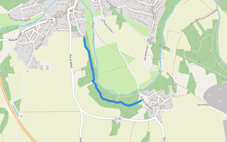 Grand Sentier des Côtes walking route map in Soignolles-en-Brie
