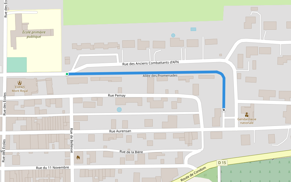 Allée des Promenades walking route map in Montréal