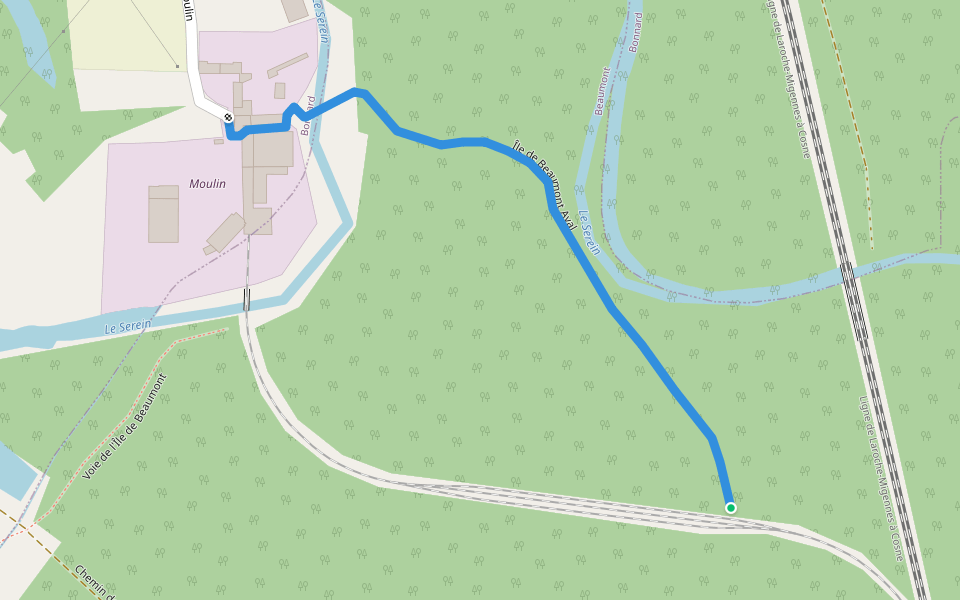 Île de Beaumont Aval walking route map in Beaumont