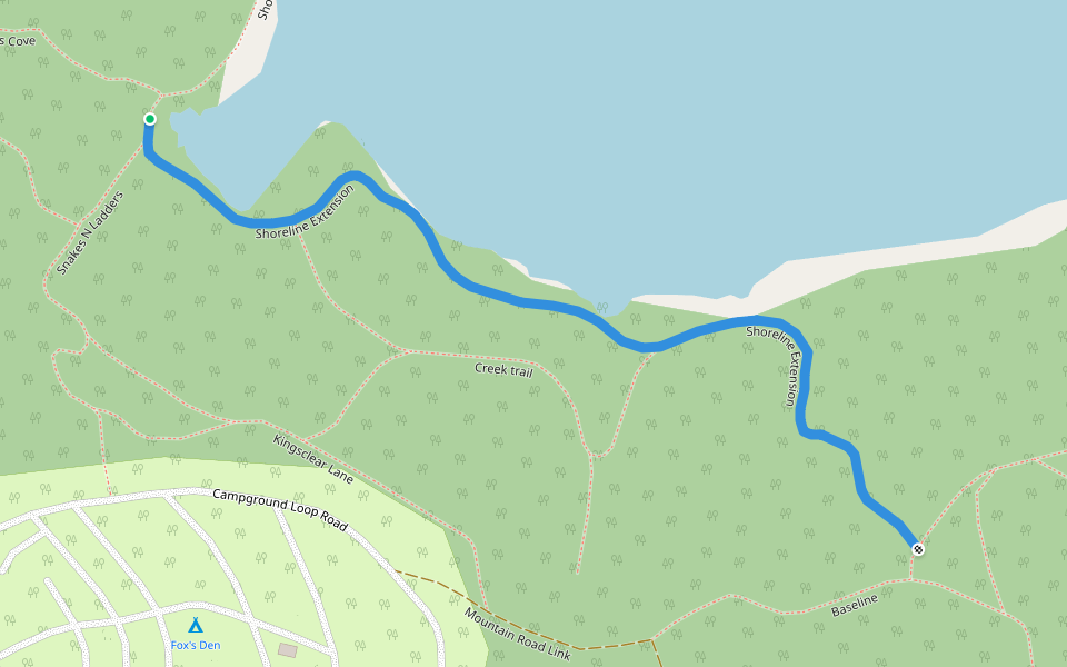 Shoreline Extension walking route map in Upper Kingsclear