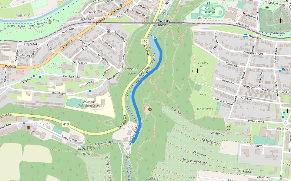 Libušino údolí walking route map in Třebíč
